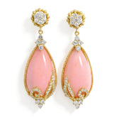 Candy Pear Shaped Pink Opal Diamond Drop Earrings
