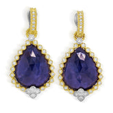 18K GOLD ROSE CUT BLUE SAPPHIRES DIAMOND EARRINGS