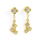 Mayflower Dangling Diamond Flower Earrings