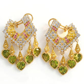 Heart Shaped Peridot Pink Sapphire Drop Earrings