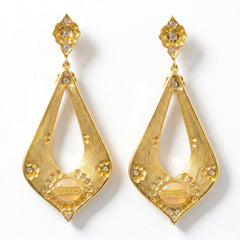 Colors of Life Red Enamel Opal Diamond Earrings