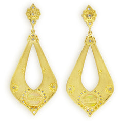 COLORS OF LIFE RED ENAMEL OPALS DIAMOND EARRINGS