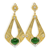 18K GOLD DIAMOND CABOCHON TSAVORITE DROP EARRINGS