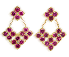 HAPPINESS MAGENTA GARNET DIAMOND EARRINGS