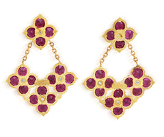 HAPPINESS MAGENTA GARNET DIAMOND EARRINGS