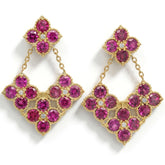 Happiness Magenta Garnet Heart Cluster Earrings