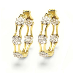 HAPPINESS 18K GOLD DIAMOND CLUSTERS HOOP EARRINGS