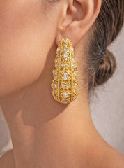 Stambolian Passion 18K Gold Diamond Inside-Out Hoop Earrings Front View