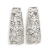 MAYFLOWER 18K WHITE GOLD DIAMOND FLORAL HOOP EARRINGS