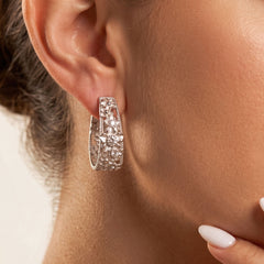 Mayflower White Gold Diamond Floral Inside Out Hoops