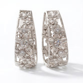 Stambolian Mayflower 18K White Gold Diamond Floral Inside-Out Hoop Earrings Front View