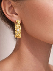 Stambolian Mayflower 18K Gold Diamond Inside-Out Floral Hoop Earrings Front View