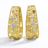 Stambolian Mayflower 18K Gold Diamond Inside-Out Floral Hoop Earrings Front View