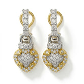 Everything Hearts 18K Two Tone Gold Diamond Heart Earrings