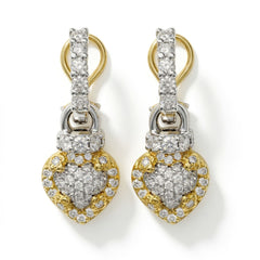 Everything Hearts 18K Two Tone Gold Diamond Heart Earrings