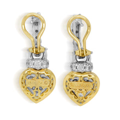 18K TWO-TONE GOLD AND DIAMOND HEART EARRINGS - Stambolian | House of Jewels