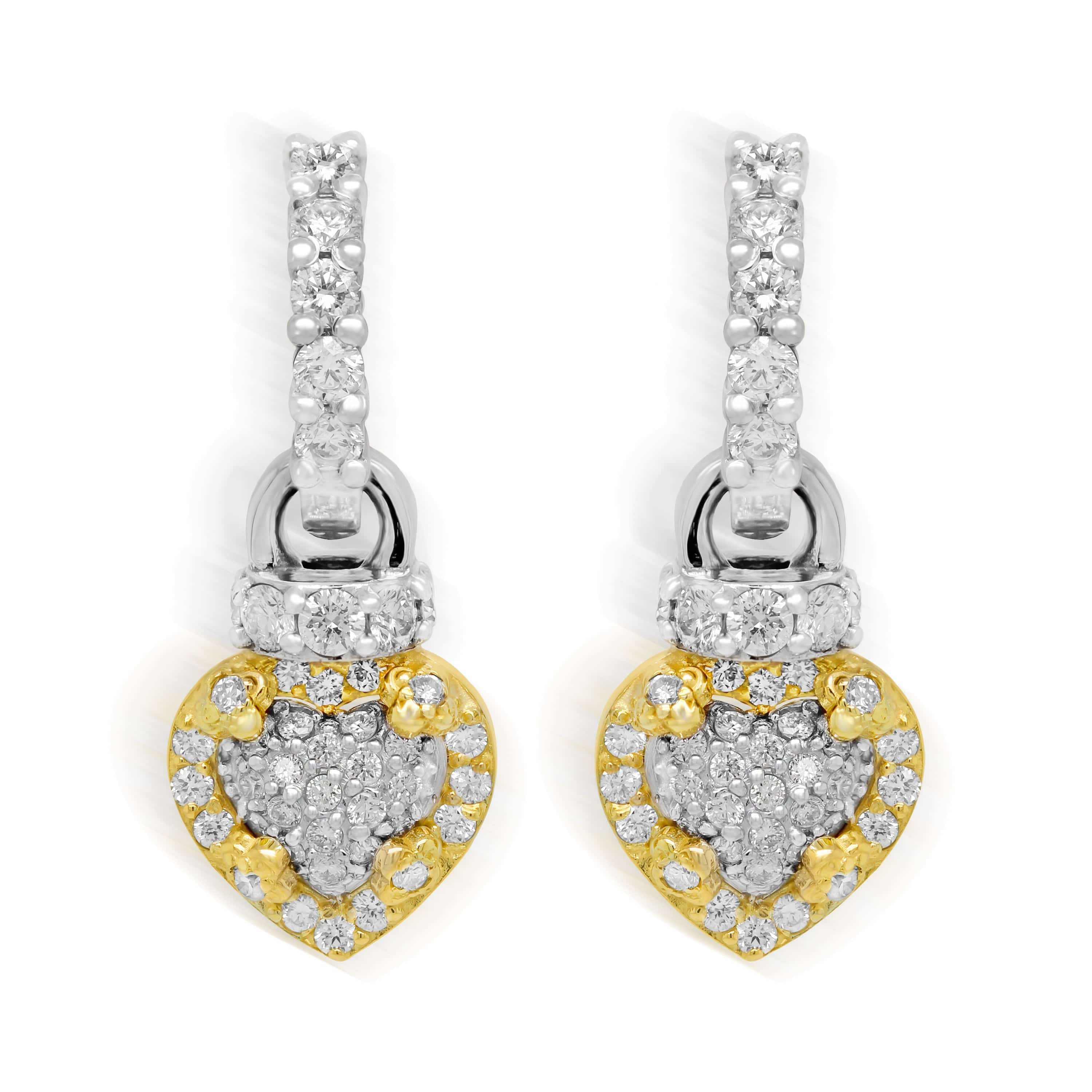 18K TWO-TONE GOLD AND DIAMOND HEART EARRINGS - Stambolian | House of Jewels