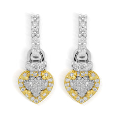 18K TWO-TONE GOLD AND DIAMOND HEART EARRINGS - Stambolian | House of Jewels