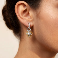 Everything Hearts 18K Two Tone Gold Diamond Heart Earrings