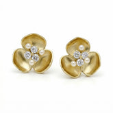 Blossom 18K Gold Diamond Floral Stud Earrings