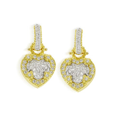 18K TWO-TONE GOLD AND DIAMOND SMALL HEART EARRINGS