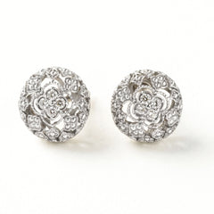 Passion White Gold Diamond Floral Stud Earrings