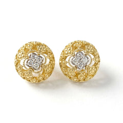 Passion Gold Diamond Floral Stud Earrings