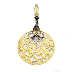 HUGS AND KISSES 18K TWO TONE GOLD DIAMOND CIRCLE DISK EARRINGS - Stambolian | House of Jewels