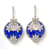 Colors of Life Cobalt Blue Enamel Diamond Earrings