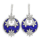 COLORS OF LIFE COBALT BLUE ENAMEL DIAMOND EARRINGS