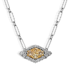 Stambolian 18K Gold Fancy Yellow Diamond Marquise Pendant Necklace Front View