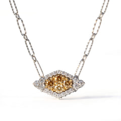 18K Gold Fancy Yellow Diamond Marquise Pendant Necklace