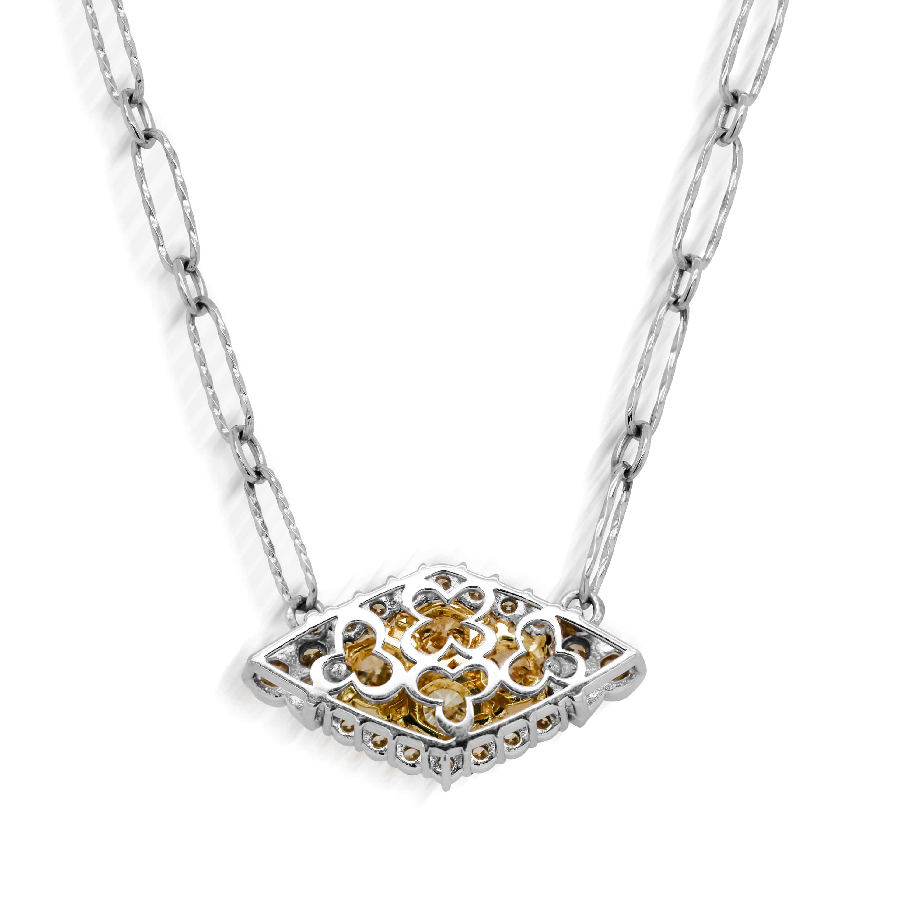 Stambolian 18K Gold Fancy Yellow Diamond Marquise Pendant Necklace Front View