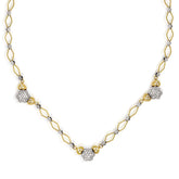 HAPPINESS 18K TWO-TONE GOLD AND DIAMONDS HEARTS AND FLOWERS STATION NECKLACE