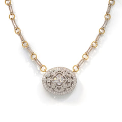 Passion Two Tone Oval Diamond Pendant Necklace