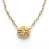 Passion Two Tone Yellow Center Oval Pendant Necklace