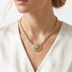 Passion Two Tone Yellow Center Oval Pendant Necklace