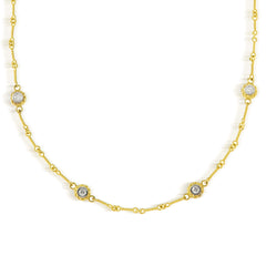 Stambolian 18K Gold Double-Sided Diamond Bezel Station Necklace Full View