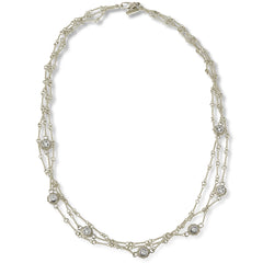 Stambolian 18K White Gold Triple-Link Seven Diamond Bezel Chain Necklace