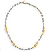 18K Two Tone Gold Double Sided Diamond Cluster Chain Necklace