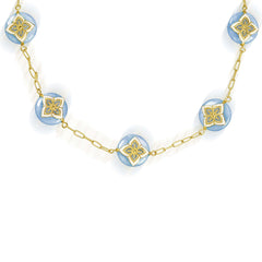 Stambolian Candy 18K Gold Station Necklace with Milky Aquamarine Full View