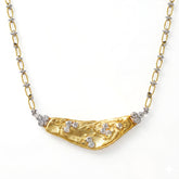18K Gold Diamond Floral Bar Pendant Necklace