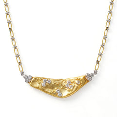 18K Gold Diamond Floral Bar Pendant Necklace