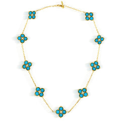 HAPPINESS SLEEPING BEAUTY TURQUOISE DIAMONDS DOUBLE SIDED FLORAL NECKLACE