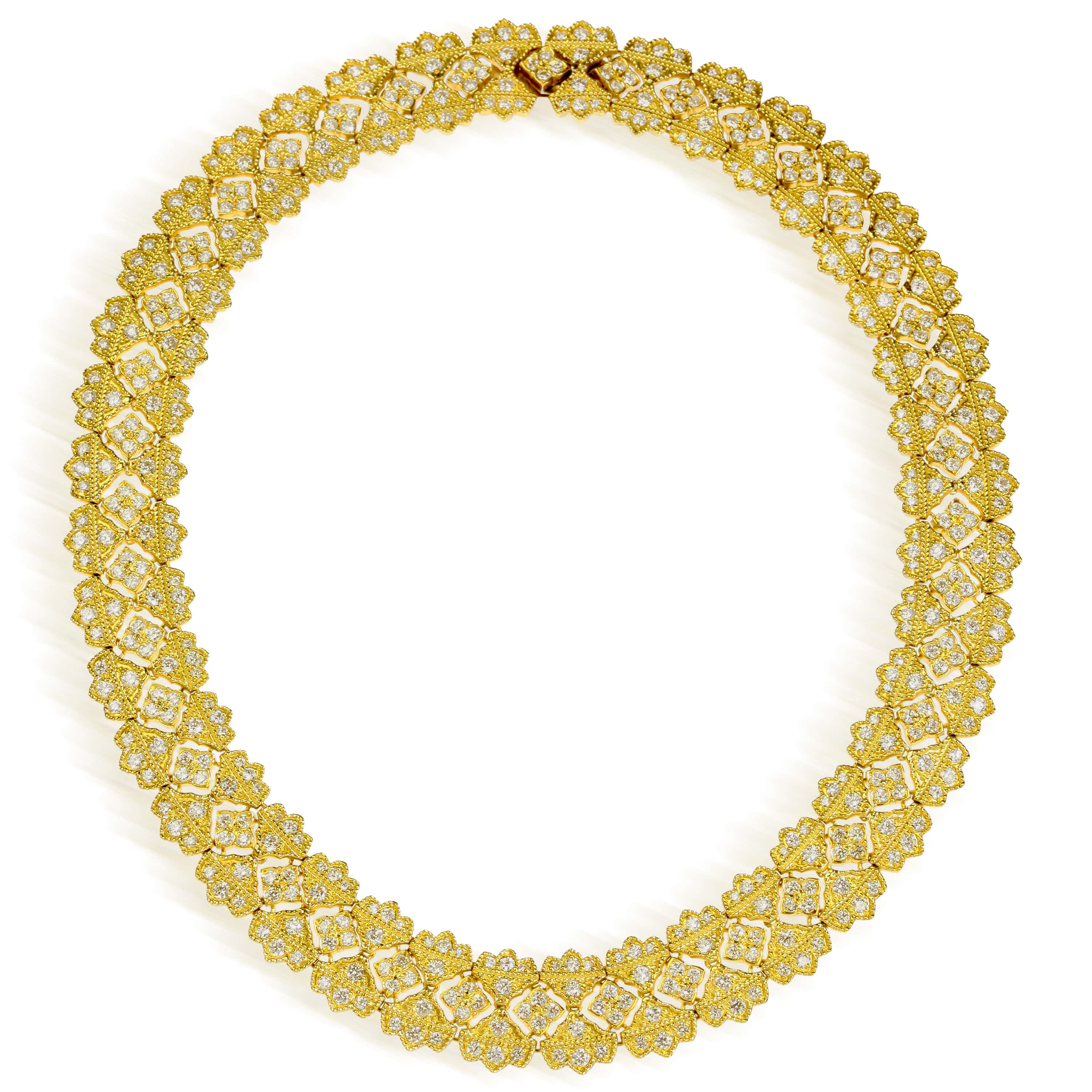 Stambolian Passion Signature 18K Gold Diamond Honeycomb Necklace Full View