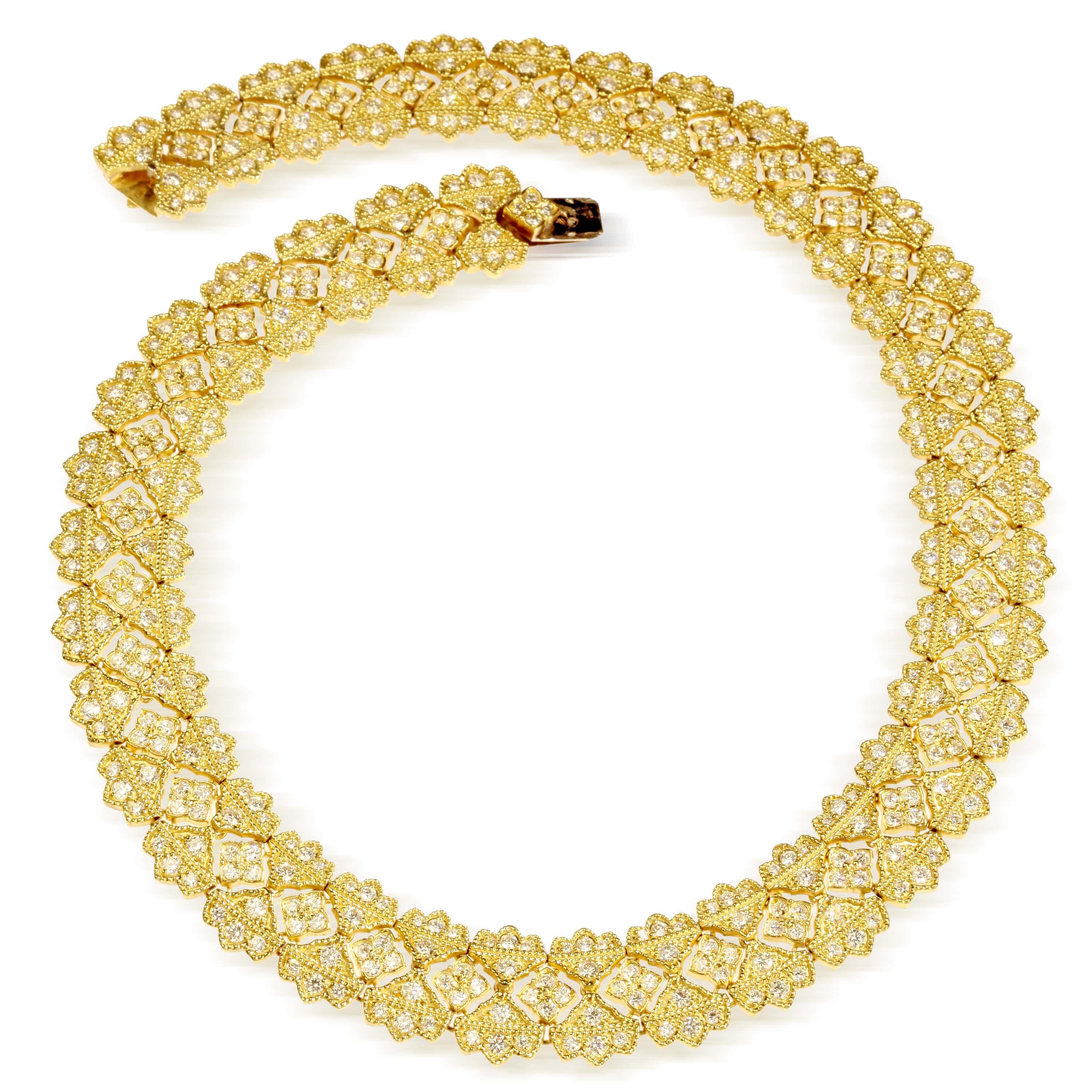 Stambolian Passion Signature 18K Gold Diamond Honeycomb Necklace Full View