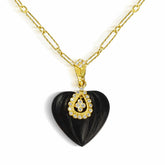 CANDY HEART ONYX 18K GOLD DIAMOND ENHANCER PENDANT - Stambolian | House of Jewels