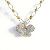 18K Two Tone Gold Diamond Butterfly Enhancer Pendant