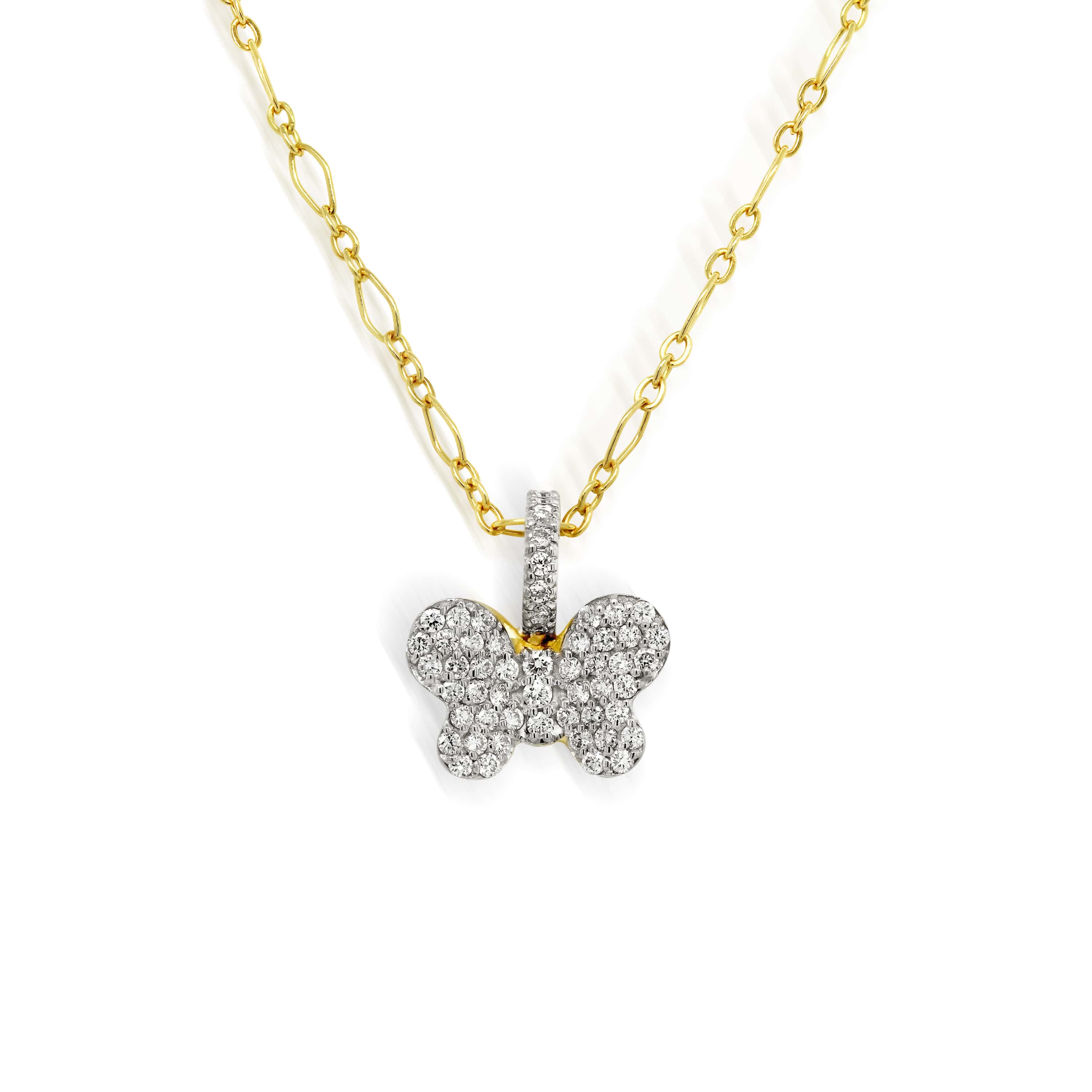 Stambolian 18K Two Tone Gold Diamond Butterfly Small Charm Pendant Front View