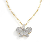 18K Two Tone Gold Diamond Butterfly Medium Pendant